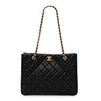 Caviar Quilted Sweet Classic Shopping Tote Black