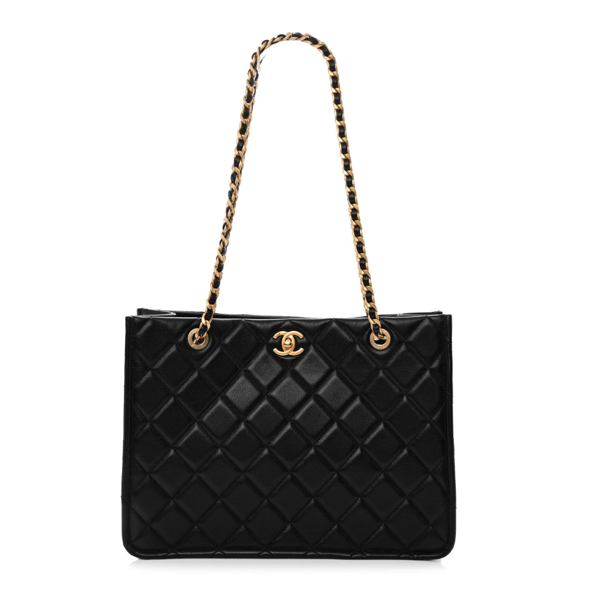 Caviar Quilted Sweet Classic Shopping Tote Black