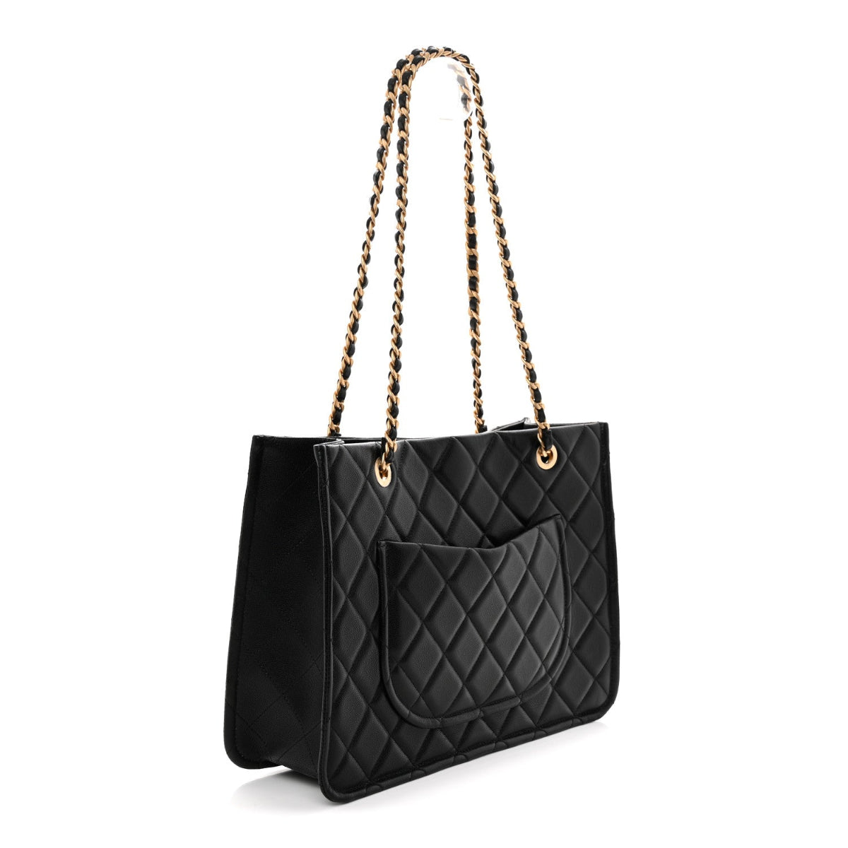 Caviar Quilted Sweet Classic Shopping Tote Black