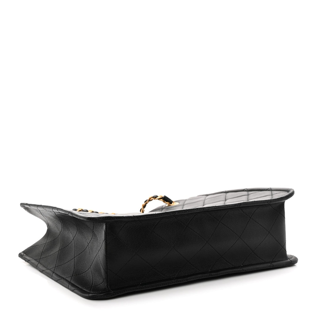 Caviar Quilted Sweet Classic Shopping Tote Black