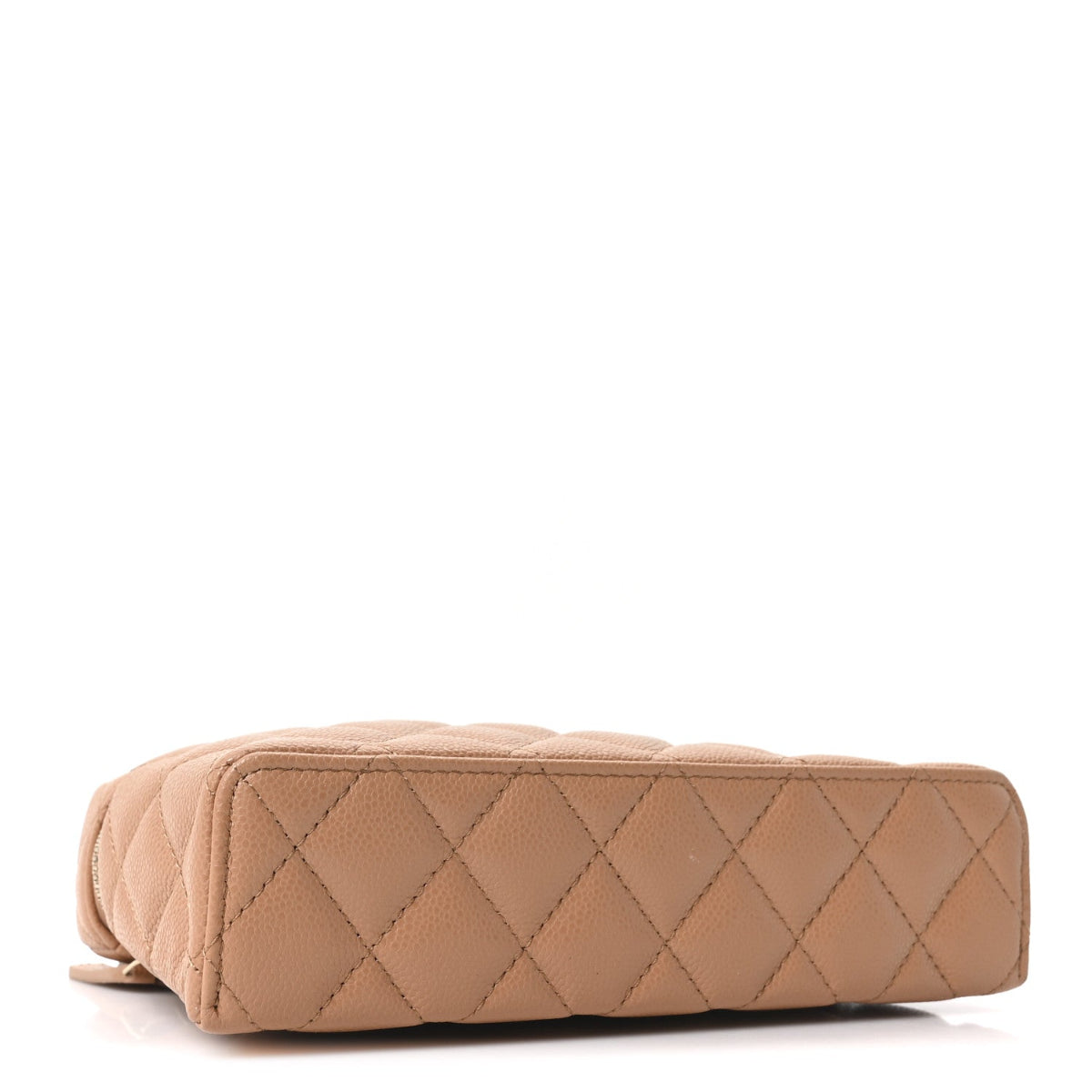 Caviar Quilted Top Handle Slim Vanity With Chain Brown