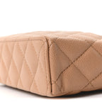 Caviar Quilted Top Handle Slim Vanity With Chain Brown
