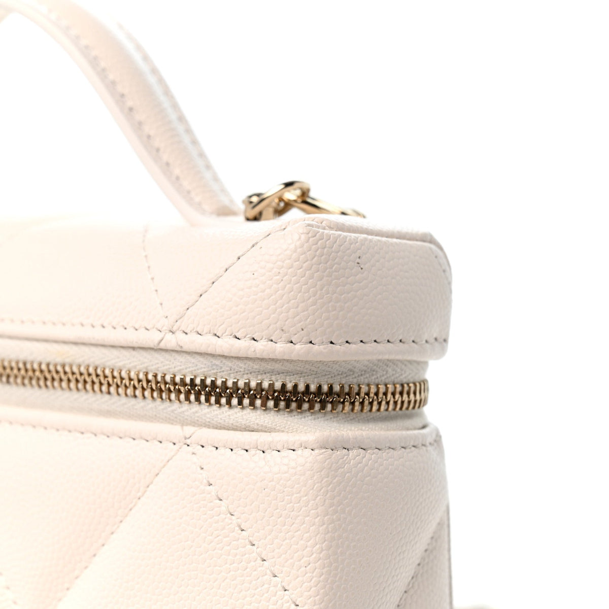 Caviar Quilted Top Handle Slim Vanity With Chain White