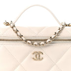 Caviar Quilted Top Handle Slim Vanity With Chain White