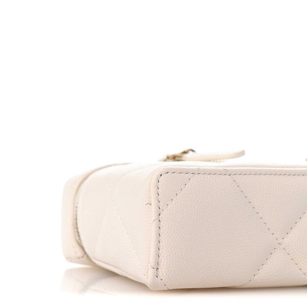 Caviar Quilted Top Handle Slim Vanity With Chain White