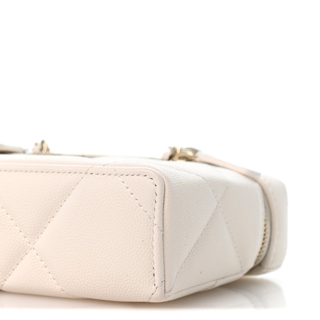 Caviar Quilted Top Handle Slim Vanity With Chain White
