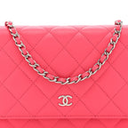 Caviar Quilted Wallet On Chain WOC Dark Pink