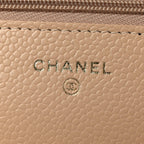 Caviar Quilted Wallet on Chain WOC Beige