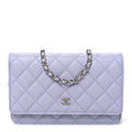 Caviar Quilted Wallet on Chain WOC Light Purple