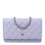 Caviar Quilted Wallet on Chain WOC Light Purple