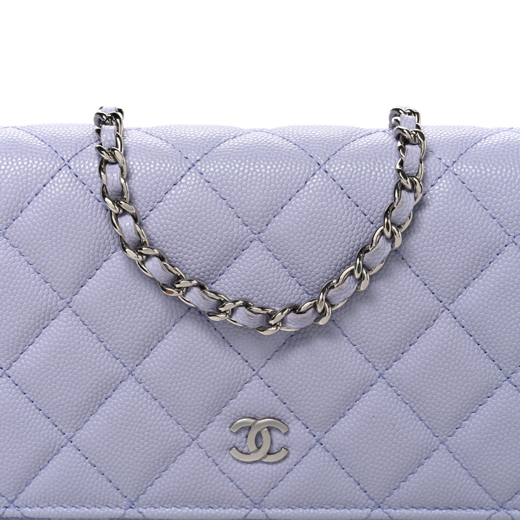 Caviar Quilted Wallet on Chain WOC Light Purple