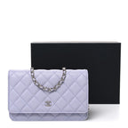 Caviar Quilted Wallet on Chain WOC Light Purple