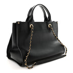 Caviar Small Studded Deauville Tote Black