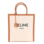 Canvas Calfskin Logo Print Vertical Cabas Natural Tan