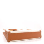 Canvas Calfskin Logo Print Vertical Cabas Natural Tan
