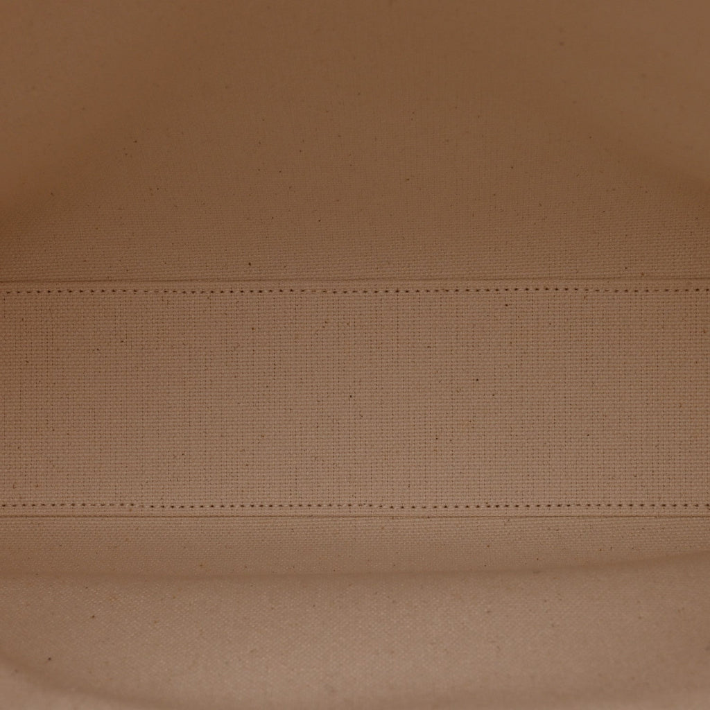 Canvas Calfskin Logo Print Vertical Cabas Natural Tan