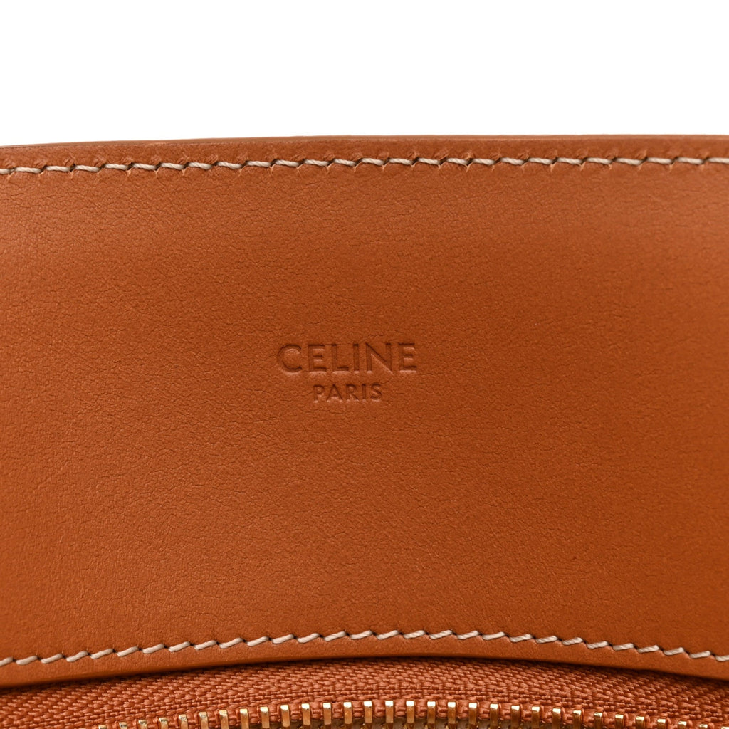 Canvas Calfskin Logo Print Vertical Cabas Natural Tan