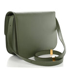 Liege Calfskin Medium Classic Box Flap Bag Light Khaki