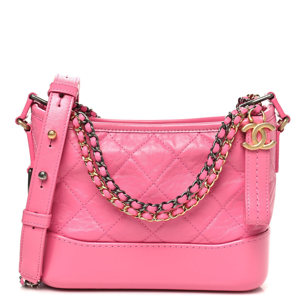 Aged Calfskin Quilted Small Gabrielle Hobo Pink