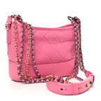 Aged Calfskin Quilted Small Gabrielle Hobo Pink