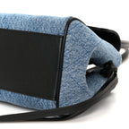 Calfskin Denim Stitched Urban Essentials Small Shopping Bag Blue Black