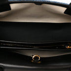 Calfskin Denim Stitched Urban Essentials Small Shopping Bag Blue Black