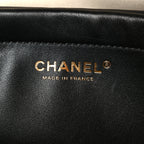 Calfskin Denim Stitched Urban Essentials Small Shopping Bag Blue Black
