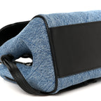 Calfskin Denim Stitched Urban Essentials Small Shopping Bag Blue Black