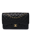 Caviar Quilted Jumbo Double Flap Black