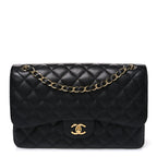 Caviar Quilted Jumbo Double Flap Black