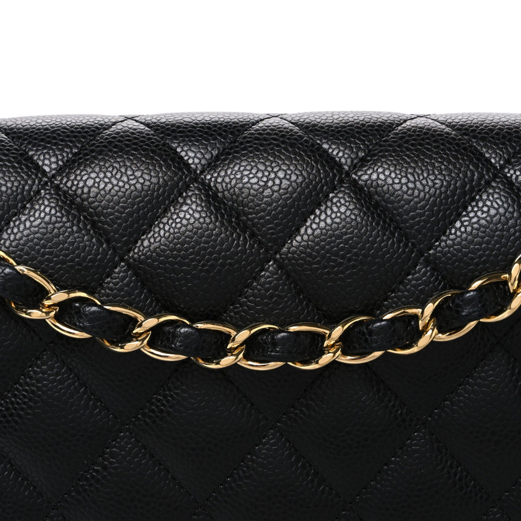 Caviar Quilted Jumbo Double Flap Black