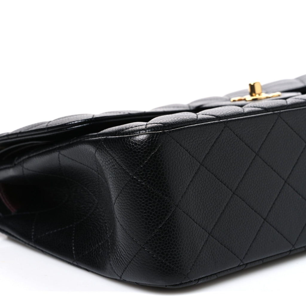 Caviar Quilted Jumbo Double Flap Black