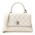 Caviar Quilted Mini Coco Handle Flap White