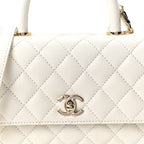 Caviar Quilted Mini Coco Handle Flap White
