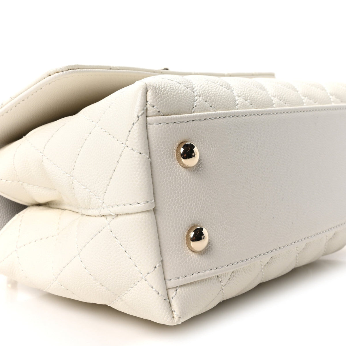 Caviar Quilted Mini Coco Handle Flap White