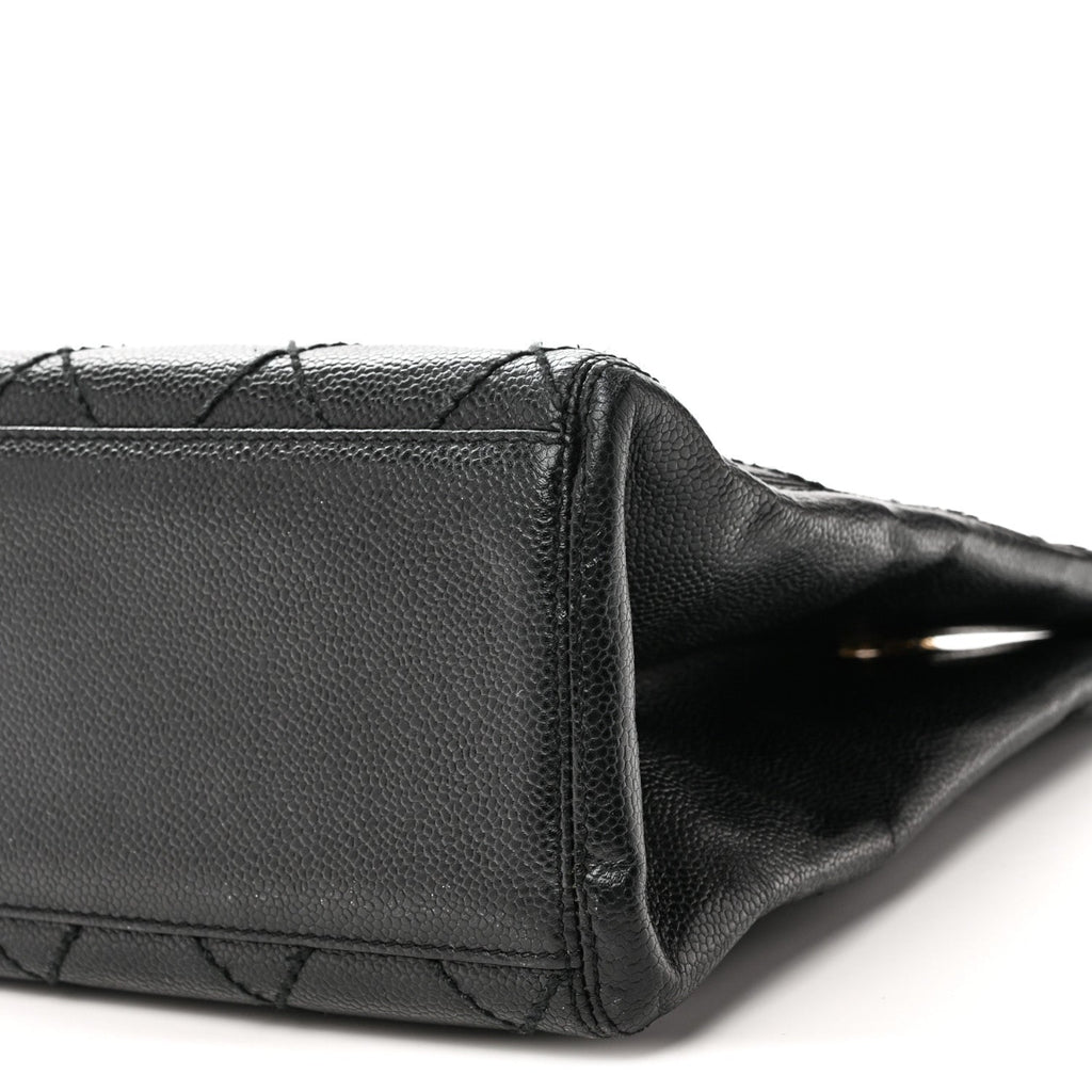 Caviar Quilted Shopping Tote Black