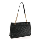 Caviar Quilted Shopping Tote Black
