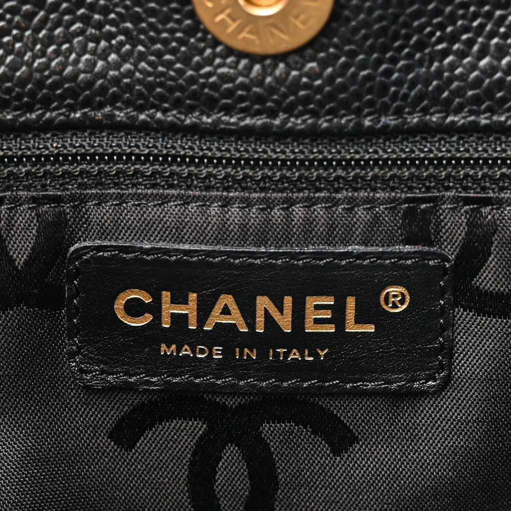 Caviar Quilted Shopping Tote Black