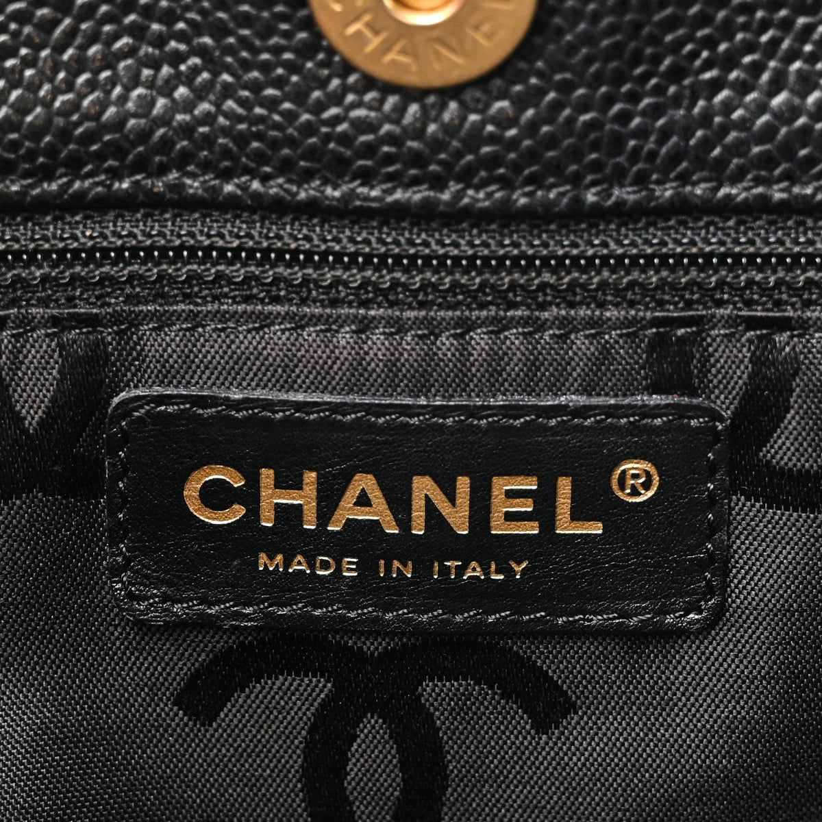 Caviar Quilted Shopping Tote Black
