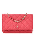 Caviar Quilted Wallet on Chain WOC Pink