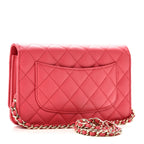Caviar Quilted Wallet on Chain WOC Pink