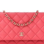 Caviar Quilted Wallet on Chain WOC Pink