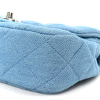 Denim Quilted Sweetheart Mini Flap Blue