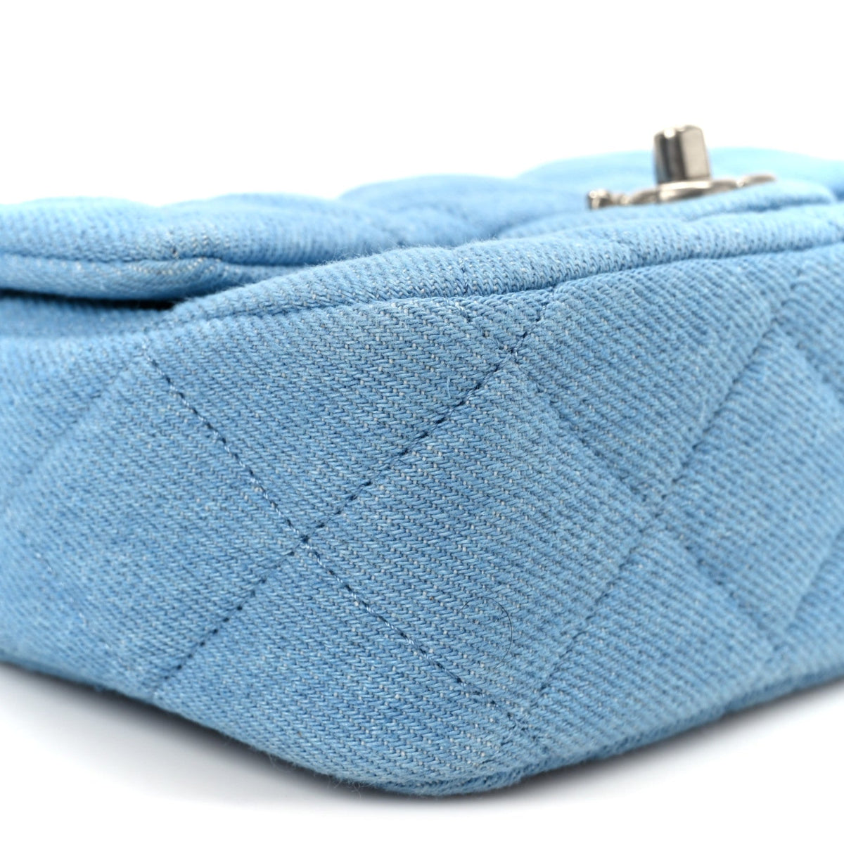 Denim Quilted Sweetheart Mini Flap Blue
