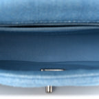 Denim Quilted Sweetheart Mini Flap Blue