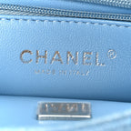 Denim Quilted Sweetheart Mini Flap Blue