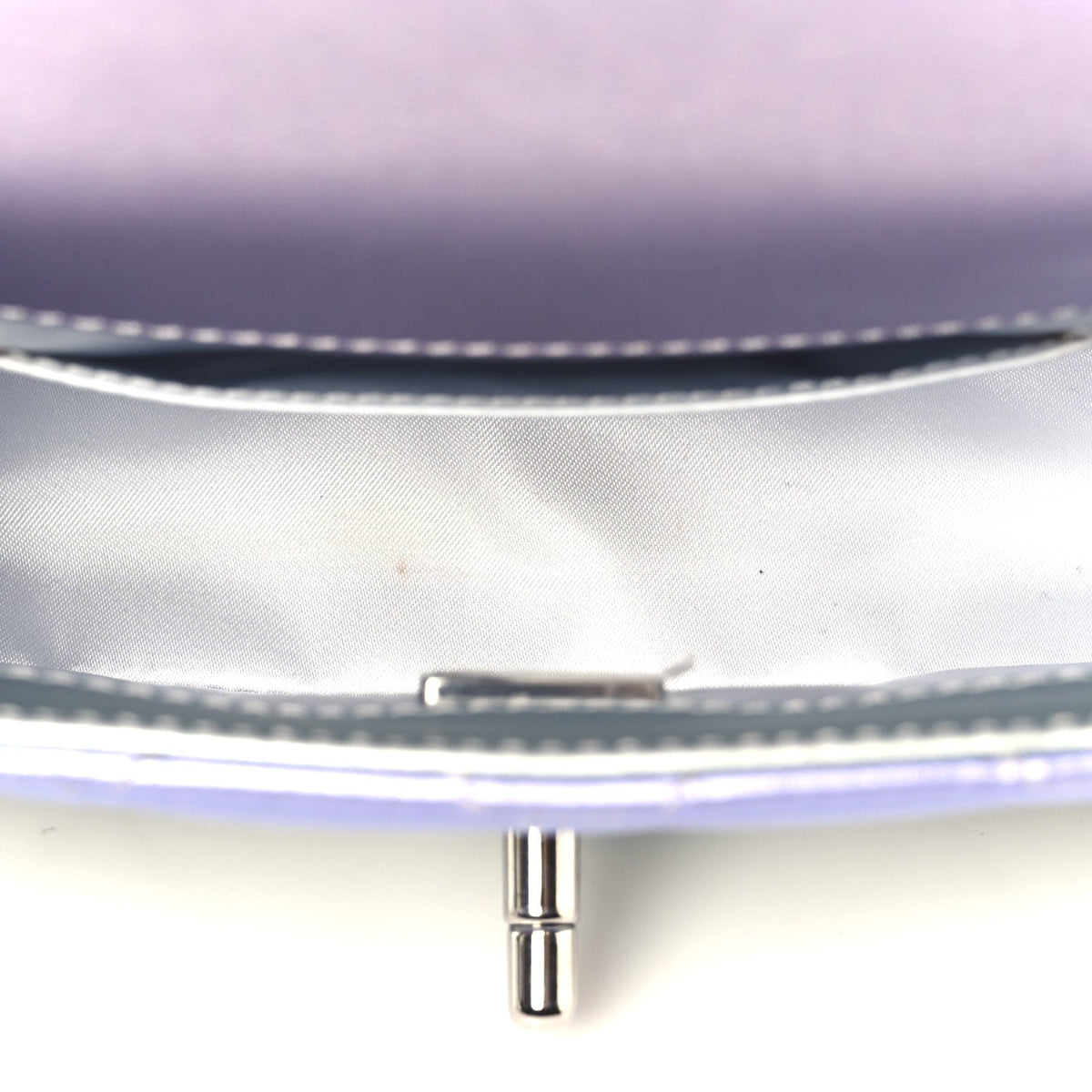 Gradient Metallic Calfskin Quilted Clutch Silver Blue Yellow Purple