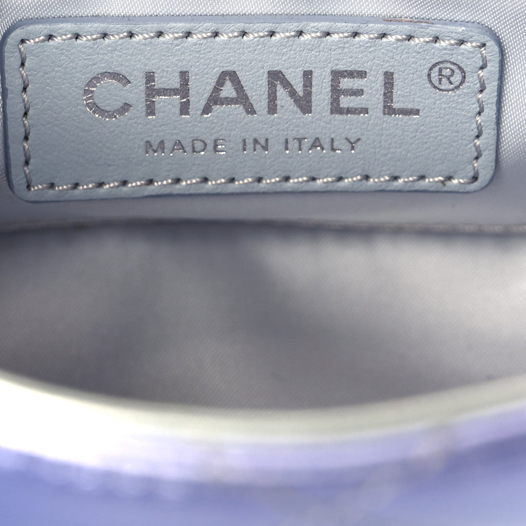 Gradient Metallic Calfskin Quilted Clutch Silver Blue Yellow Purple