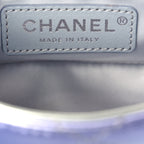 Gradient Metallic Calfskin Quilted Clutch Silver Blue Yellow Purple