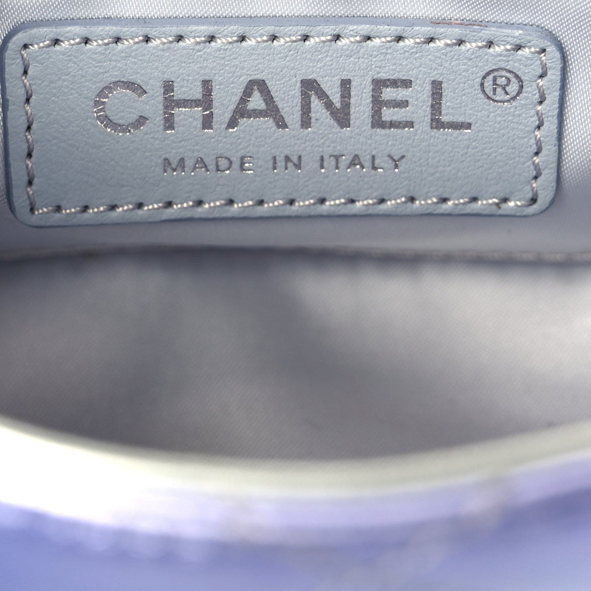 Gradient Metallic Calfskin Quilted Clutch Silver Blue Yellow Purple